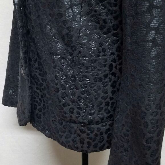 VINTAGE 90s Erin London Black Vegan Leather Jacket - Picture 7 of 11